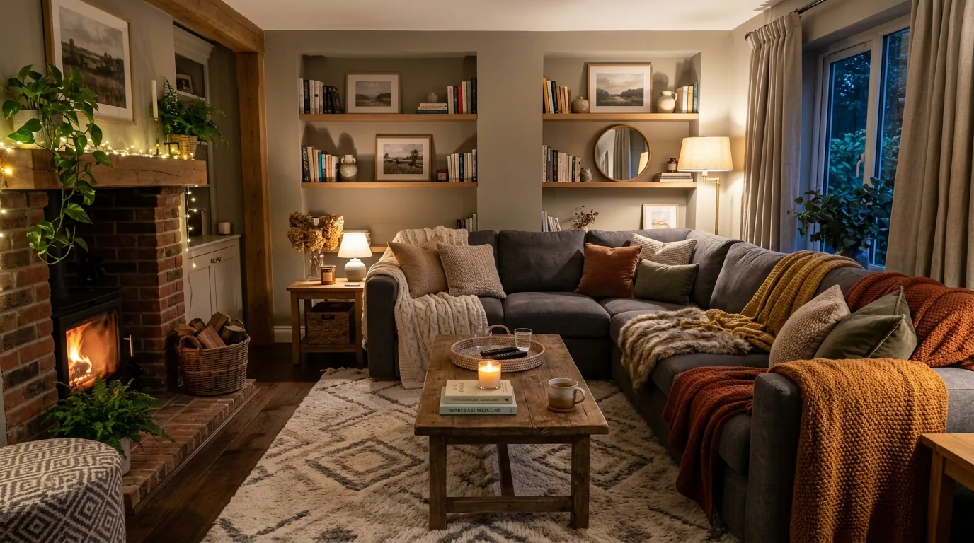 Try a cool gray couch for modern contrast